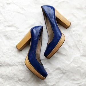 Micheal Kors Blue Leather Heels